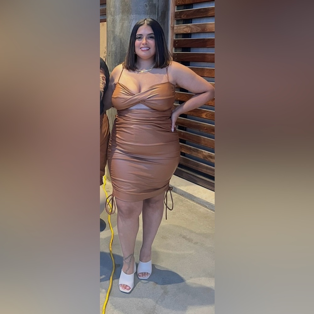 Brown Ruched Bodycon Dress